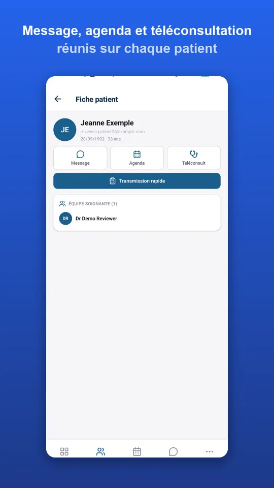 L'application Link4Life sur téléphone : messagerie et agenda réunis sur un patient