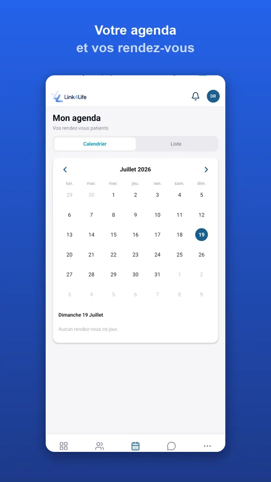 L'application Link4Life sur téléphone : l'agenda et les rendez-vous